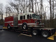 32ft firetruck on trailer1 truck transport photo